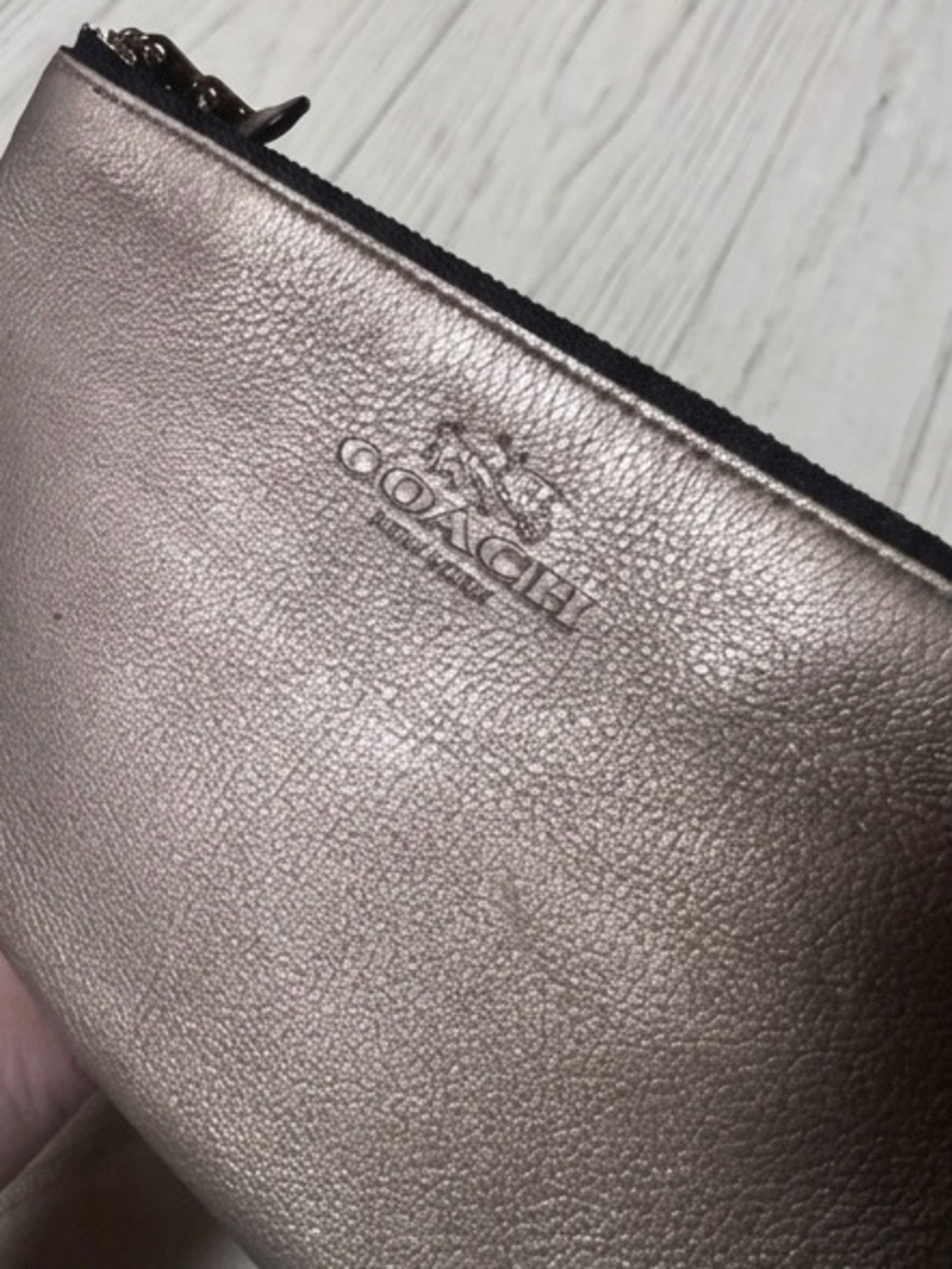 Coach Metallic Gold Leather Zip Wristlet - Picture 3 of 7